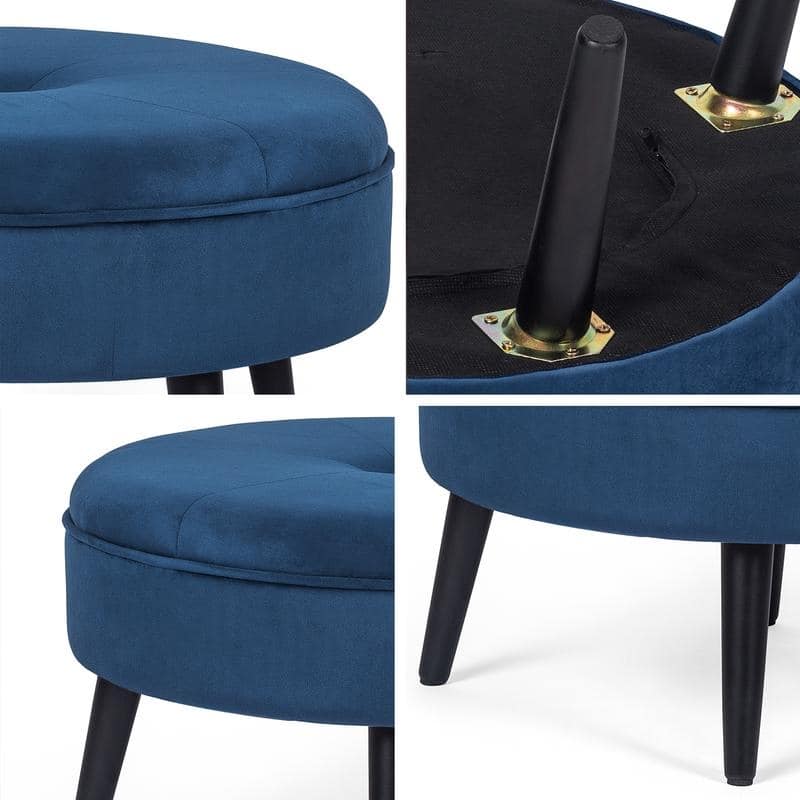 Carson Carrington Indnas Round Velvet Cocktail Coffee Table Ottoman