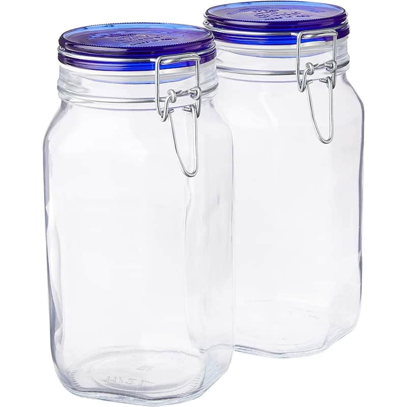Bormioli Rocco Set of 2 Fido Jars with Blue Lid - 50.75 oz