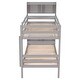 preview thumbnail 8 of 7, Gray Twin over Twin Solid Wood Bunk Bed with Bookcase Headboard, Safety Rail and Ladder, Can Be Converted into 2 Beds