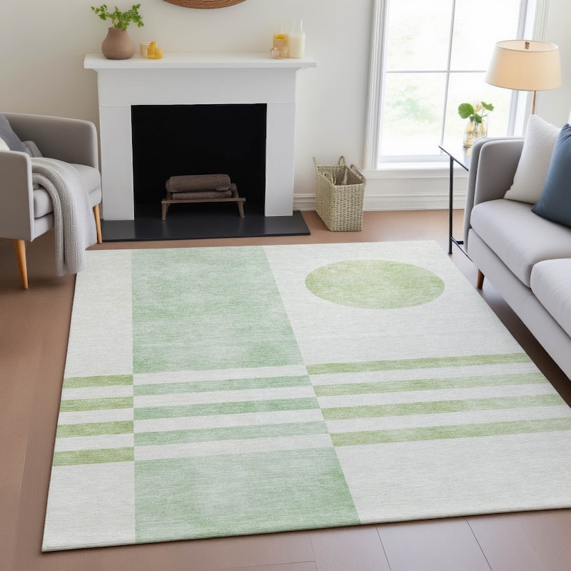 Machine Washable Indoor/Outdoor Modern Fusion Chantille Rug