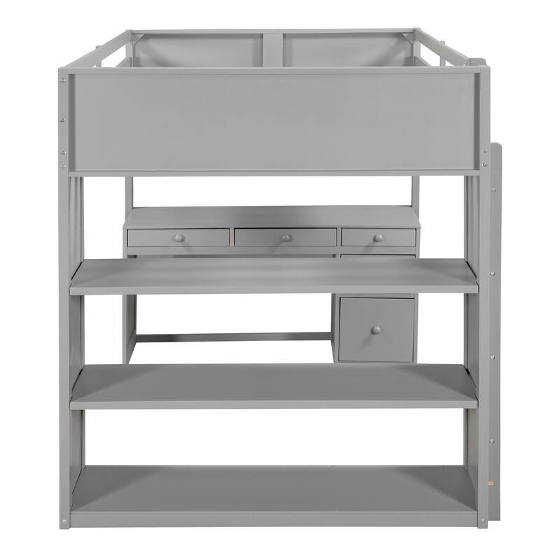 Versatile Loft Bed with Integrated Desk and Shelves for Space Optimization