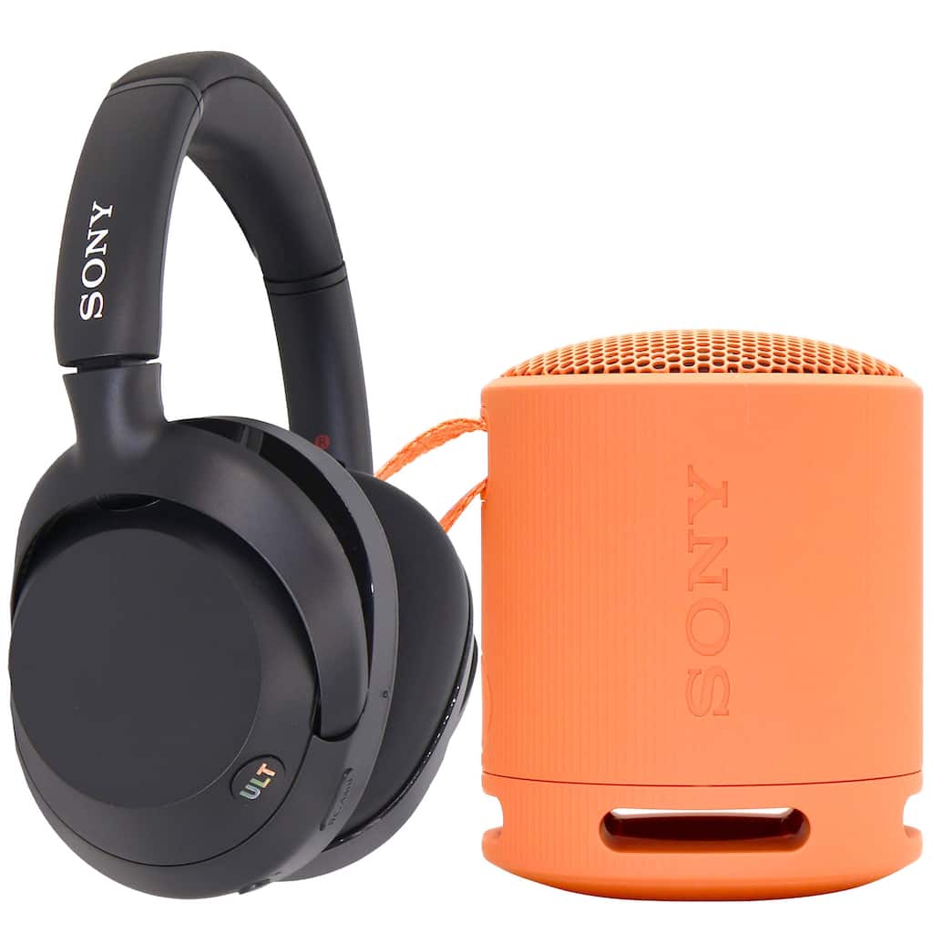 Sony ULT WEAR Wireless Over-Ear Noise-Canceling Headphones + Sony XB100 Portable Waterproof Bluetooth Speaker (Orange)