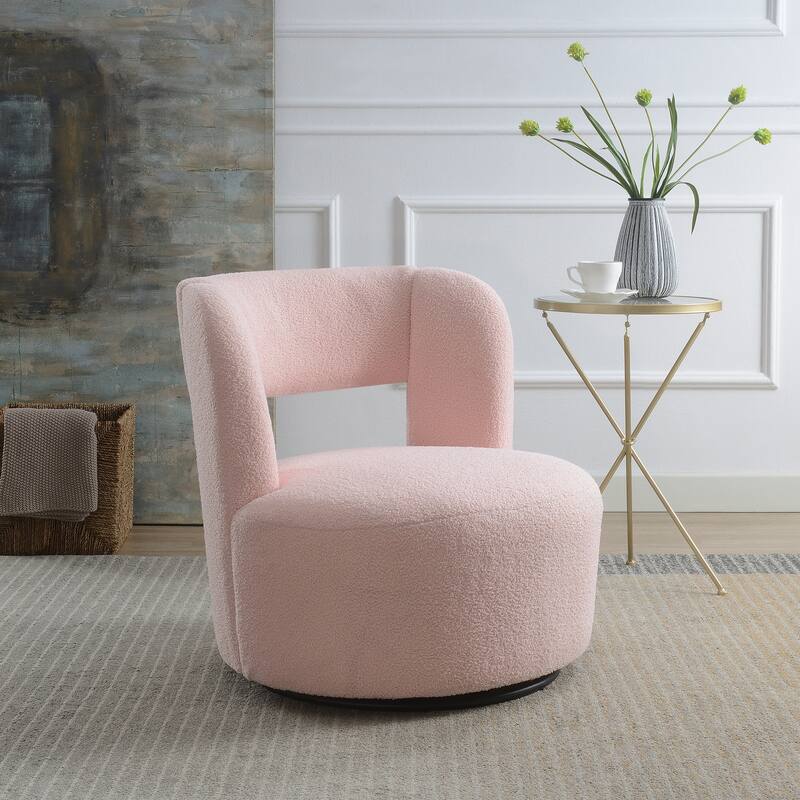 Teddy Swivel Chair with 360° Rotation - Light Pink