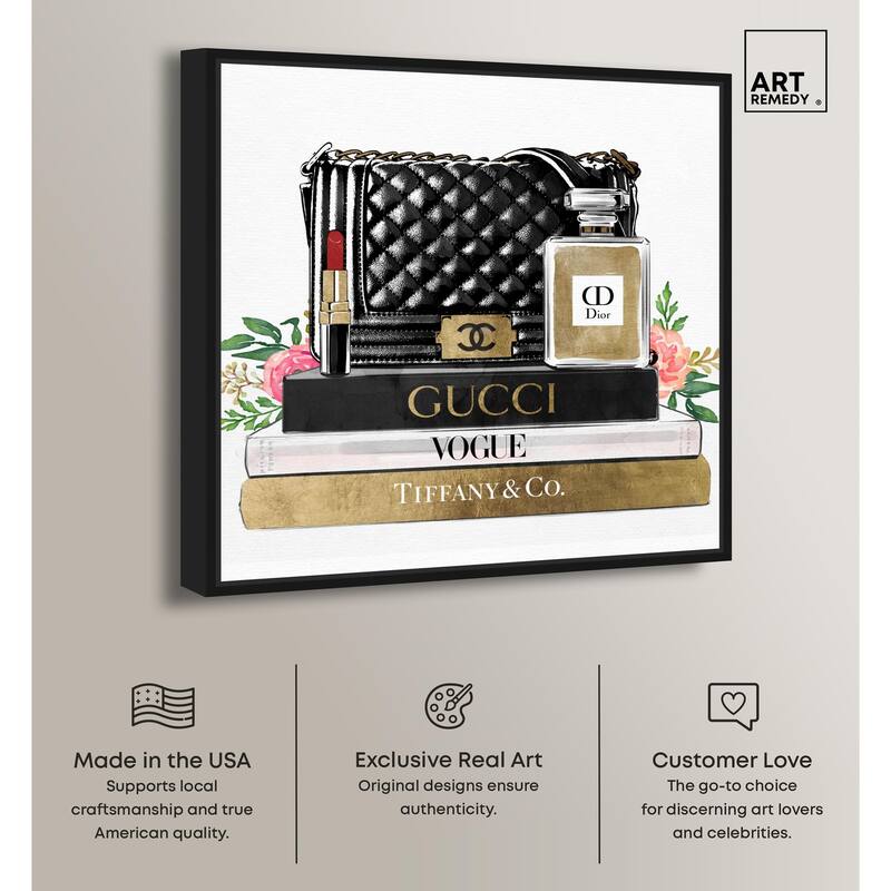 Luxury Paris Handbag and Books Canvas by Art Remedy
