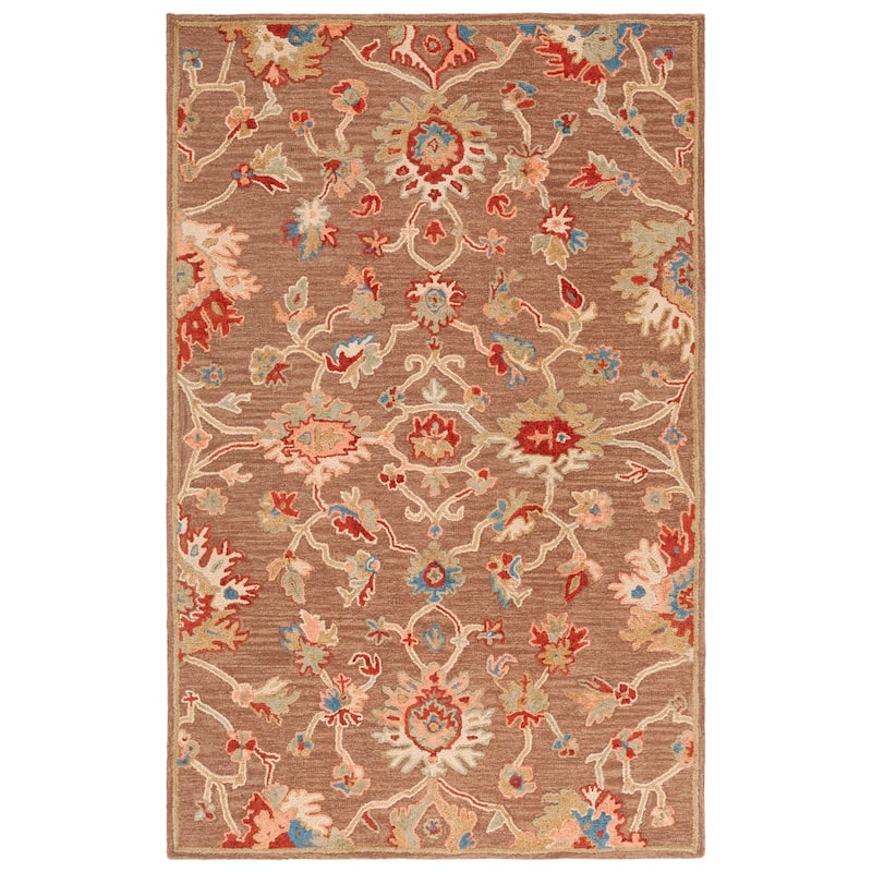 SAFAVIEH Handmade Metro Christele French Country Floral Wool Rug - 4' x 6' - Dark Brown/Beige
