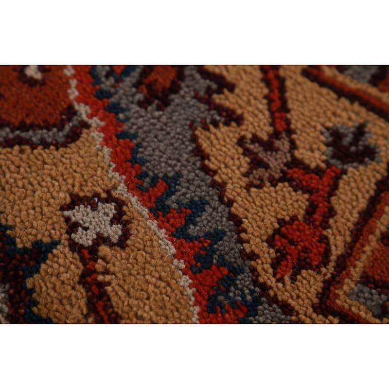 Hand Knotted Oriental 100% Wool Carpet Traditional Medallion Beige & Ivories Heriz (serapi) Area Rug - 11' 10'' X 8' 10''