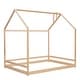 preview thumbnail 10 of 9, Full Size Wood House Platform Bed, Wooden Bedframe with Roof, Brown