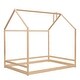 preview thumbnail 35 of 38, Semi-Enclosed House Bed for Kids, Full Size Floor Bed with Roof, Playhouse Design, Solid Pine Wood Frame, No Slats