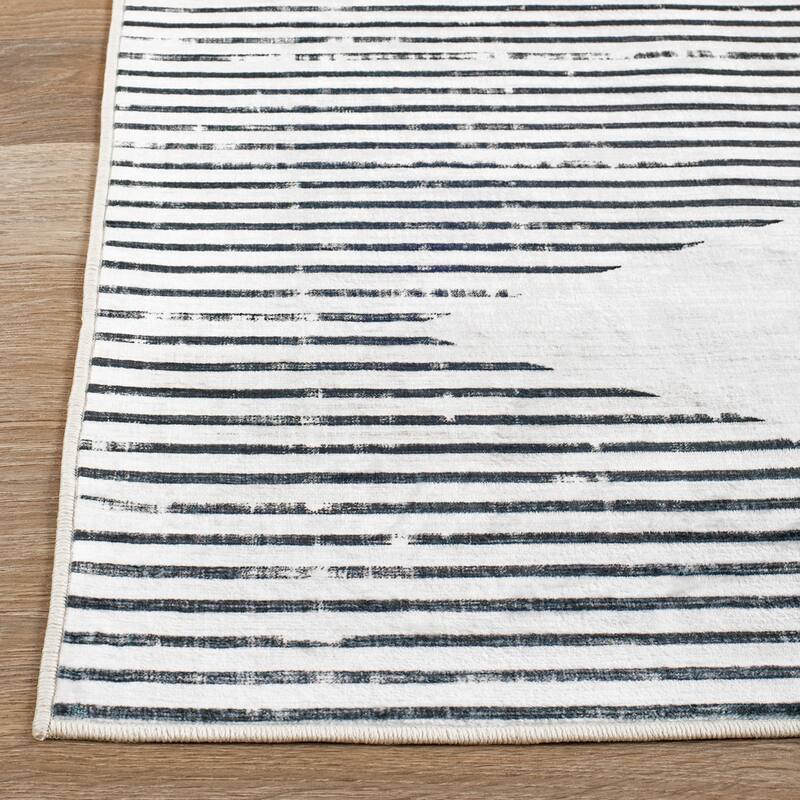 World Rug Gallery Contemporary Geometric Stripes Machine Washable Area Rug