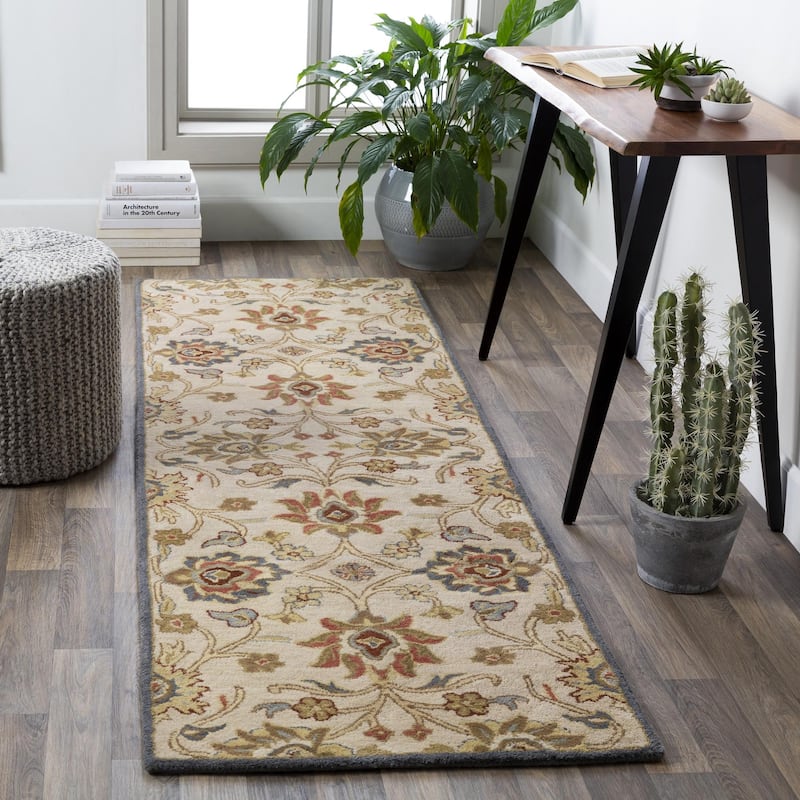 Livabliss Caesar Updated Traditional Paisley Hand Tufted Area Rug. - Cream/Tan - 2' 6" x 8'