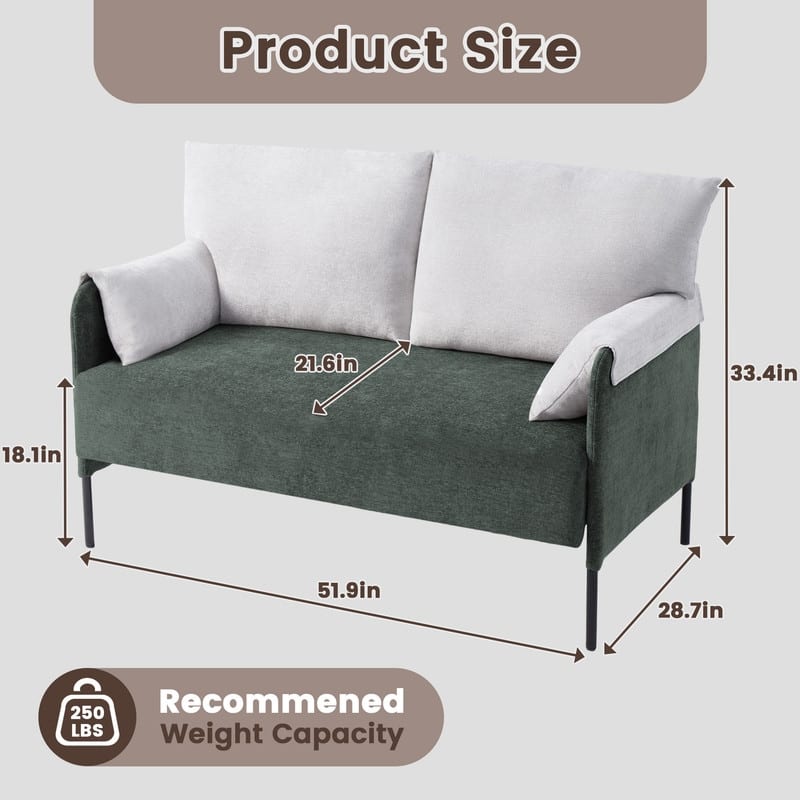 Two-Tone Loveseat Sofa with Wrapped Armrests