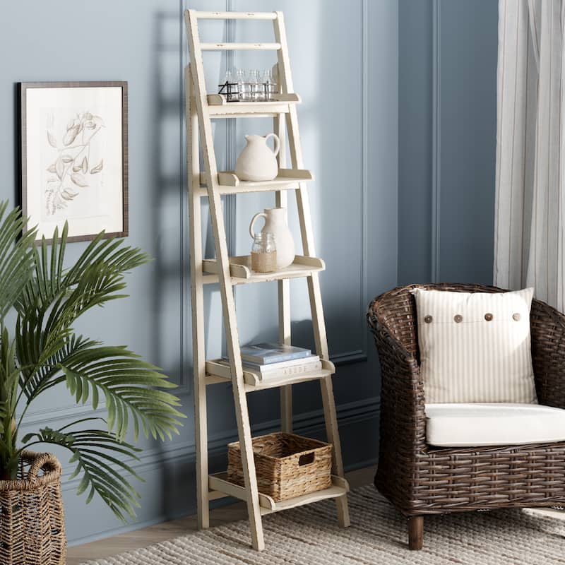 SAFAVIEH Ricca Distressed Ivory Leaning Etagere - 16.5" x 15" x 71.3" - 17Wx15Dx71H