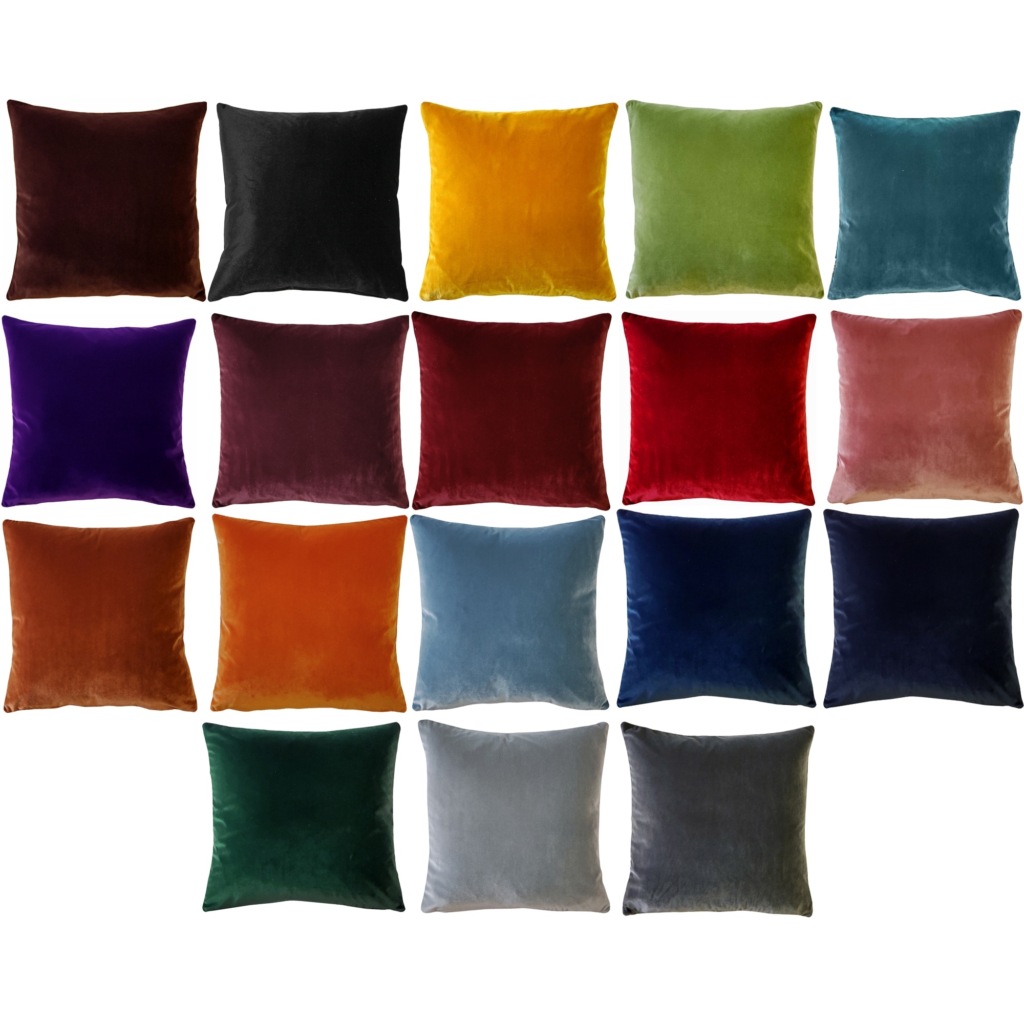 Velvet top throw cushions