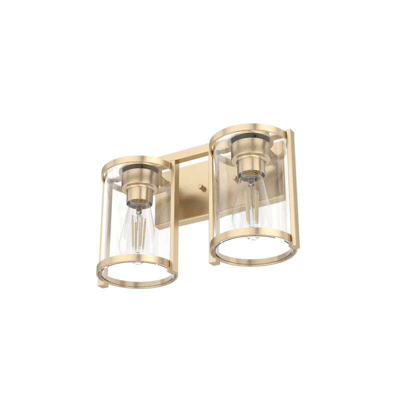 Hunter Astwood Bathroom Vanity Light, Clear Cylinder Glass, Damp Rated, Caged - Contemporary, Transitional, Art-Deco