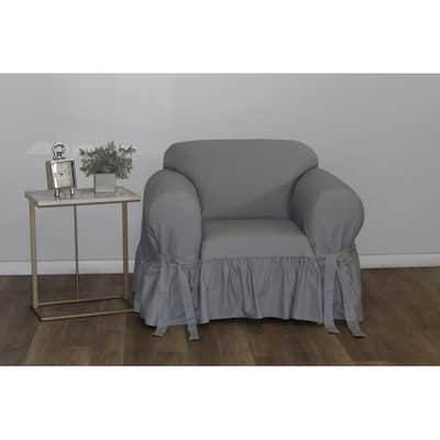 Ruffled Cotton Arm Chair Slipcover