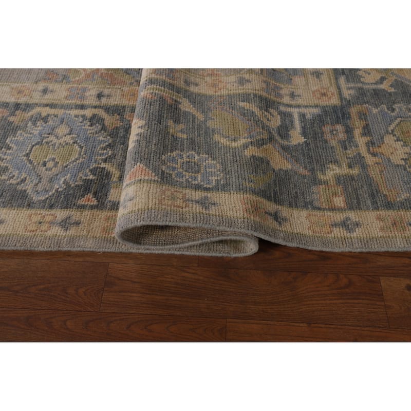 Oushak Turkish Area Rug Handmade Vegetable Dye Grey Wool Carpet - 8'0"x 10'1"