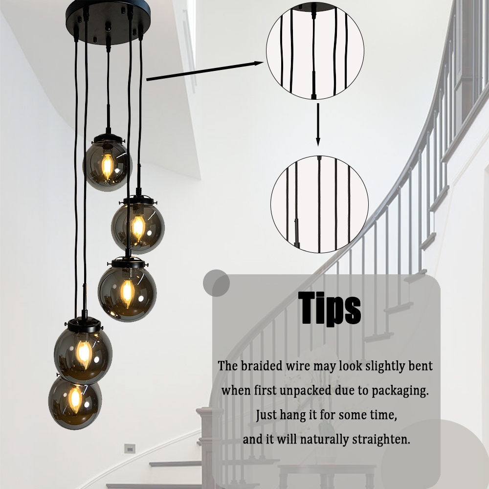 Modern Staircase Globe Bubble Glass Linear Chandelier 5 Lights Corner Pendant Light H 59 On Sale Bed Bath Beyond 33783705