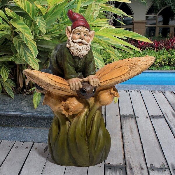 Design Toscano On a Butterfly's Back Garden Gnome Statue