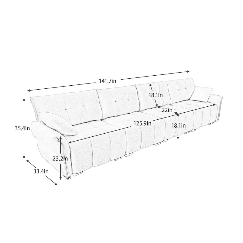 Modern 4-Seater Tufted Sofa Couch with Pillows