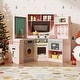 preview thumbnail 2 of 8, Gymax Corner Kitchen w/ Lights & Sounds Interactive Wooden Playset for