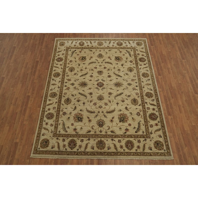 Hand Knotted Oriental 100% Wool Carpet Traditional Traditional Beige & Ivories Agra Area Rug - 10' 1'' X 7' 11''