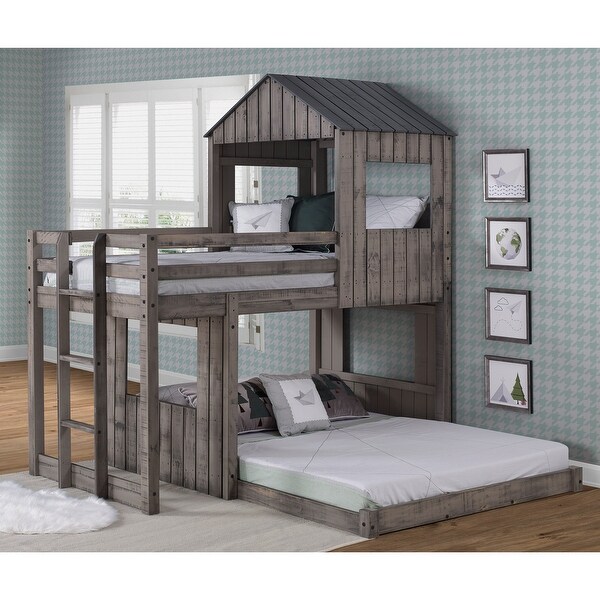 Twin-over-Full Rustic Dark Grey Campsite Loft. Opens flyout.