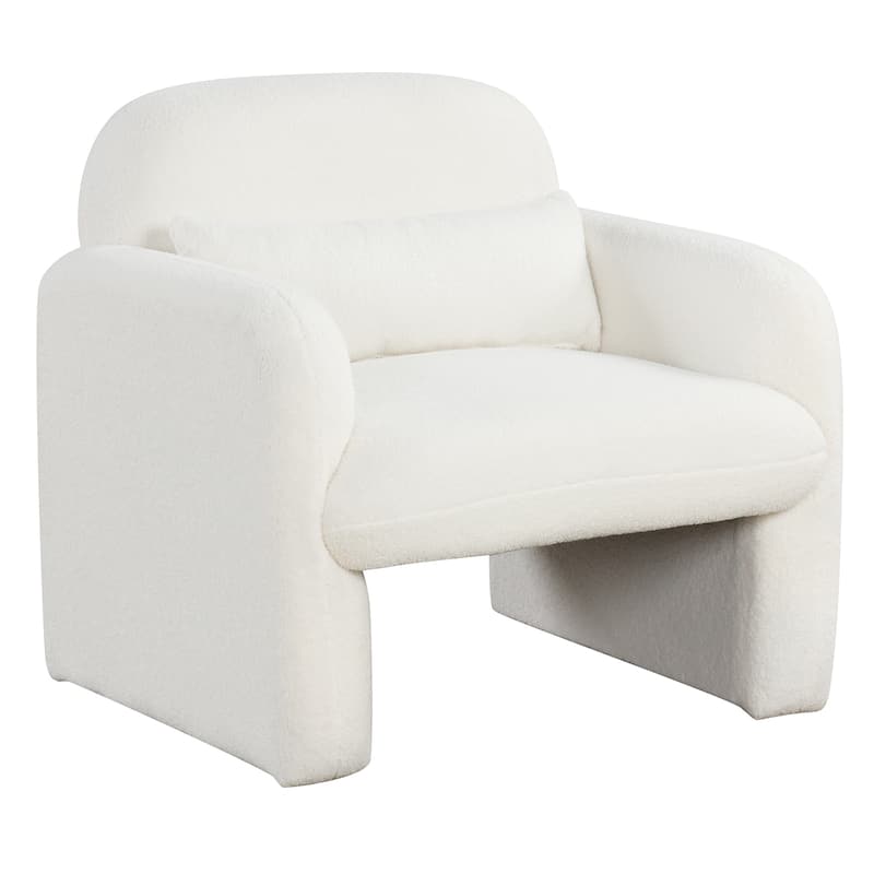 Gymax 2PCS Modern Accent Chair Sherpa Fabric Upholstered Armchair w/