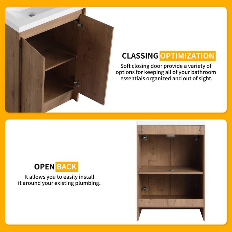 Beingnext 24''/72'' Bathroom Vanity with Sink, Freestanding Bathroom Vanity with Soft Close Doors And Adjustable Shelf
