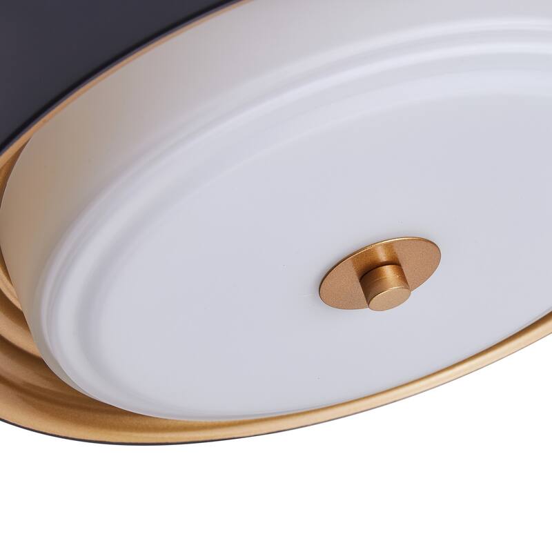 Vintage Black 2-Light Drum Shape Flush Mount Ceiling Lamp