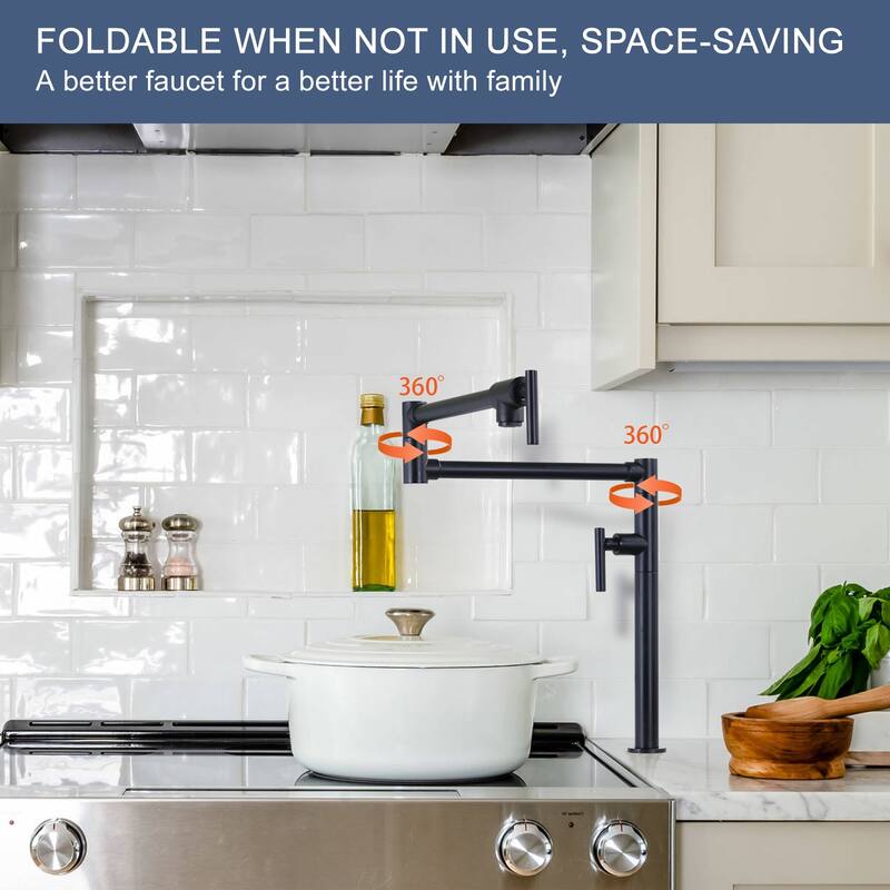 WOWOW Deck Mount Double Handle Pot Filler Faucet