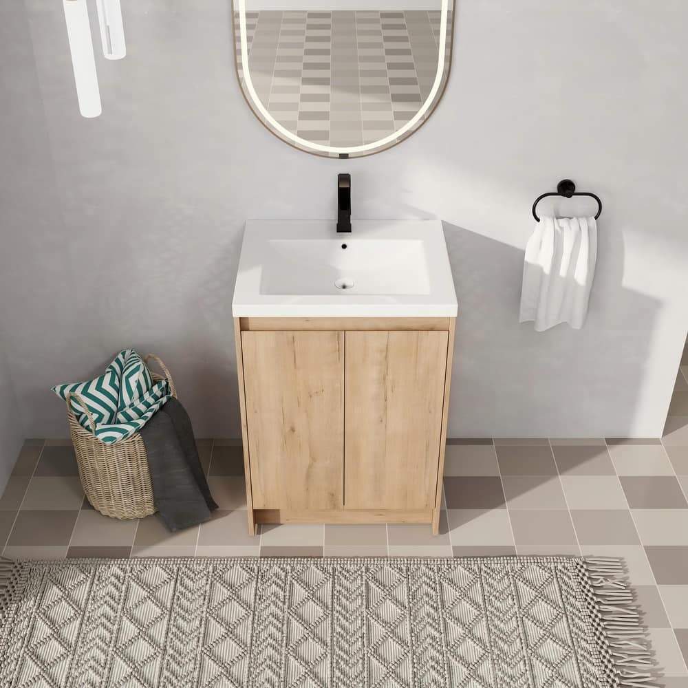 Malwee 24"/48"/72" Bathroom Vanity with Sink, FreeStanding Vanity with Soft Close Door and Adjustable Shelf