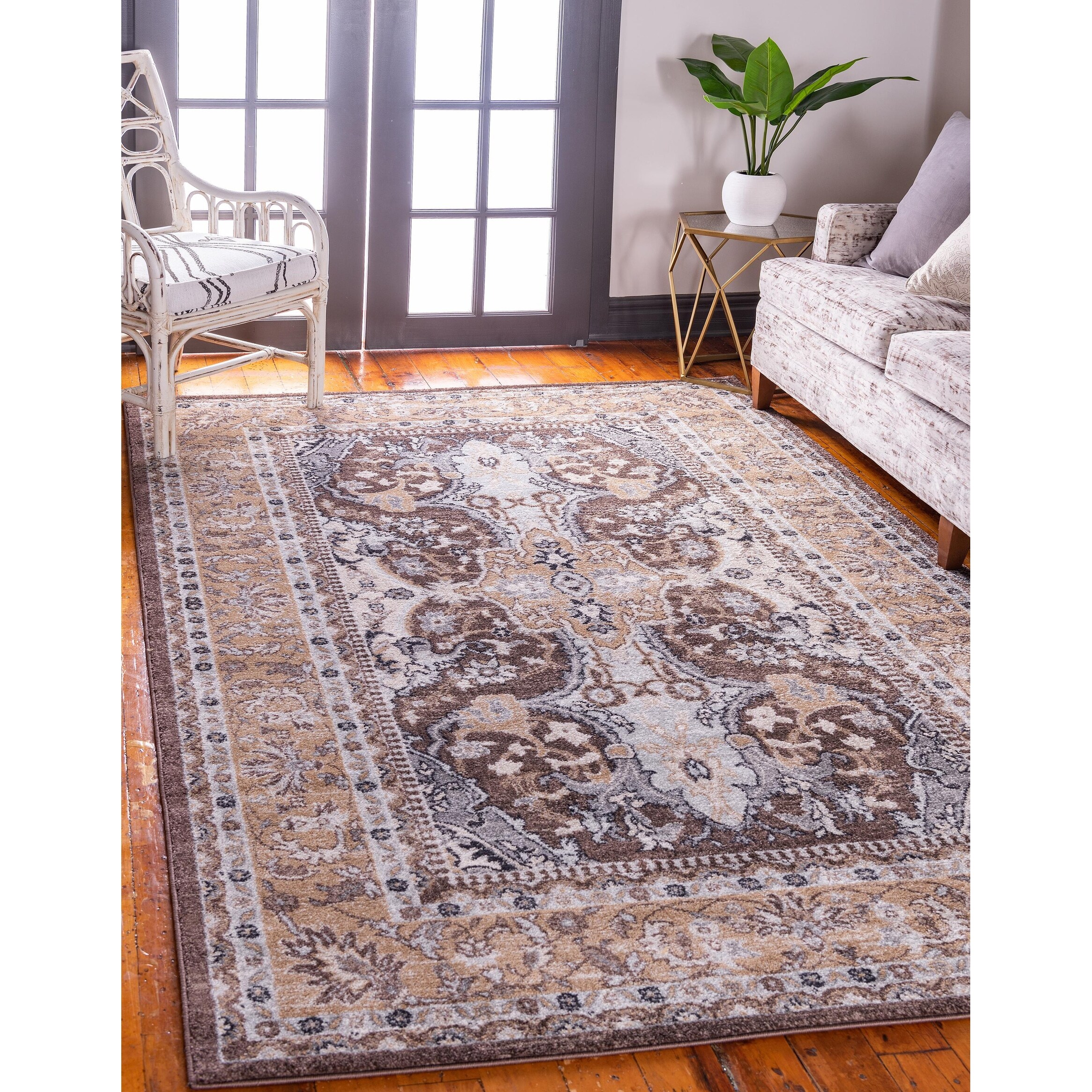 Unique Loom 3136234 Traditional Over-Dyed Vintage Area Rug Turquoise/Ivory 8 x 10 ft 