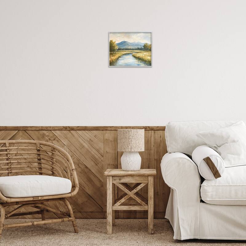 Stupell River Bend with Tall Grass Framed Giclee Art Design By Petal Prints Design