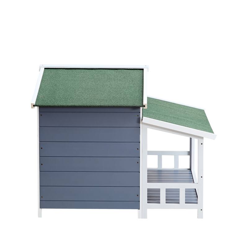 Wooden Waterproof Dog Cage Kennel with Porch & 2 Doors