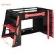preview thumbnail 47 of 45, Full Size Esports Gaming Loft Bed Wood Frame Loft Bed with All-in-one Work Play Desk, Bookcase and RGB Ambient Light