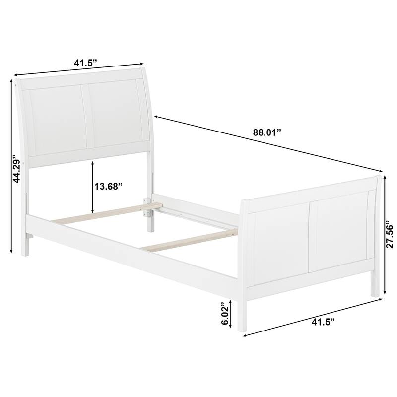Portland Twin XL Foundation Bed Frame with Matching Footboard in White