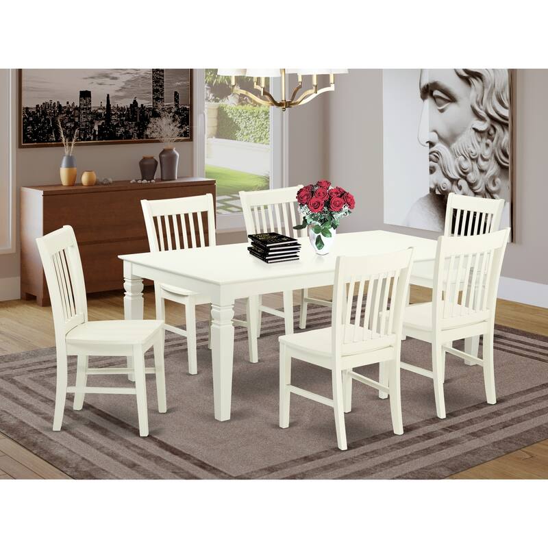Vintage 7 Piece Dining Set - Table with Butterfly Leaf & 6 Chairs - 42x84 Inch