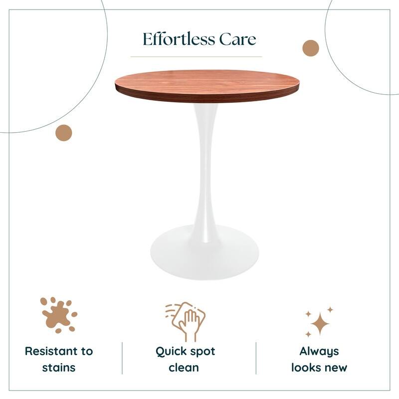 Bristol 36" Round Dining Table for 4 with MDF Top and Modern White Iron Base for Kitchen & Dining Room