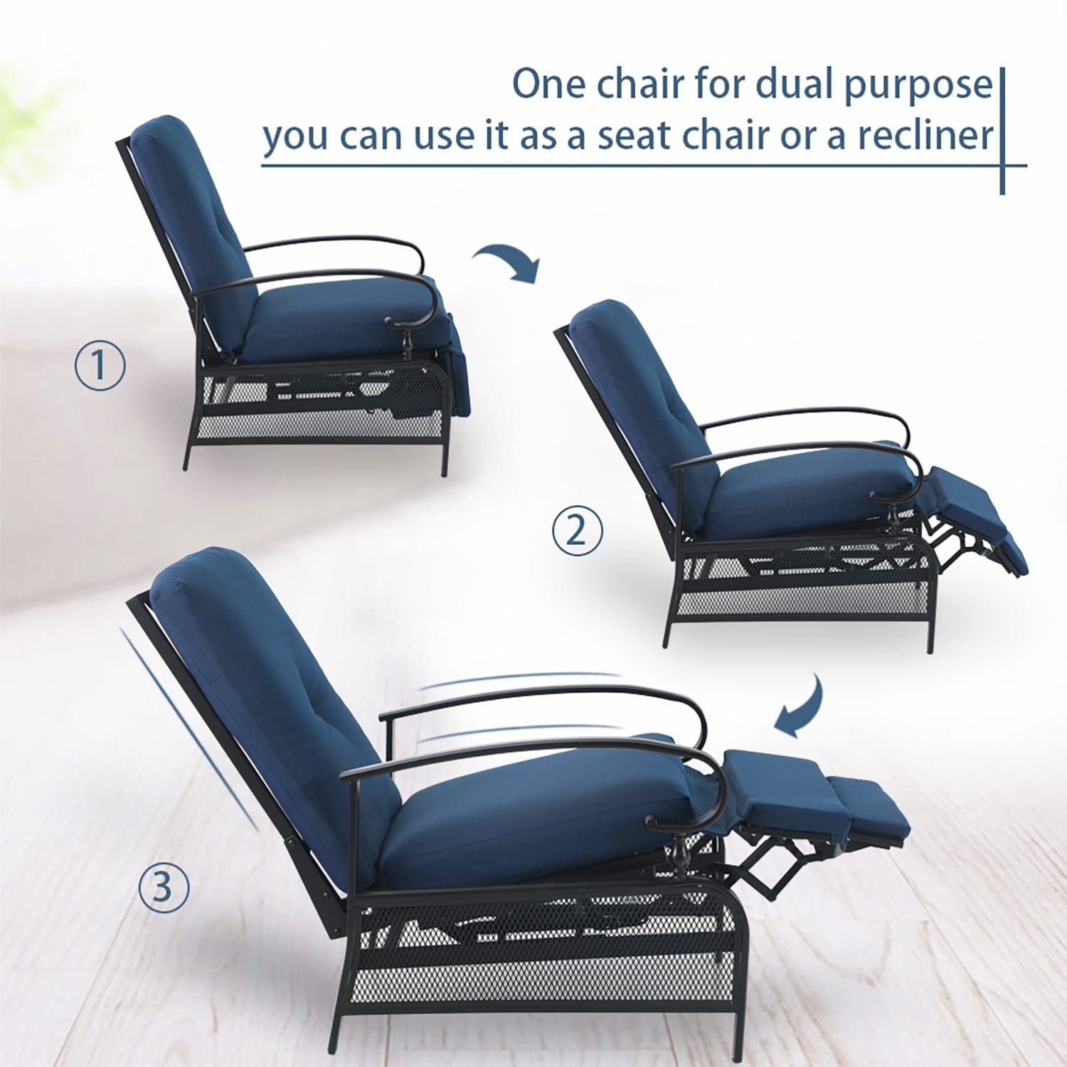 2-Piece Metal Outdoor Bistro Set with Adjustable Patio Seating for Relaxing-image