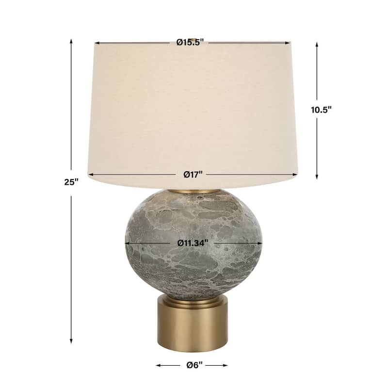 Textured Glass Table Lamp with Tapered Shade - 25" - Gray and Beige