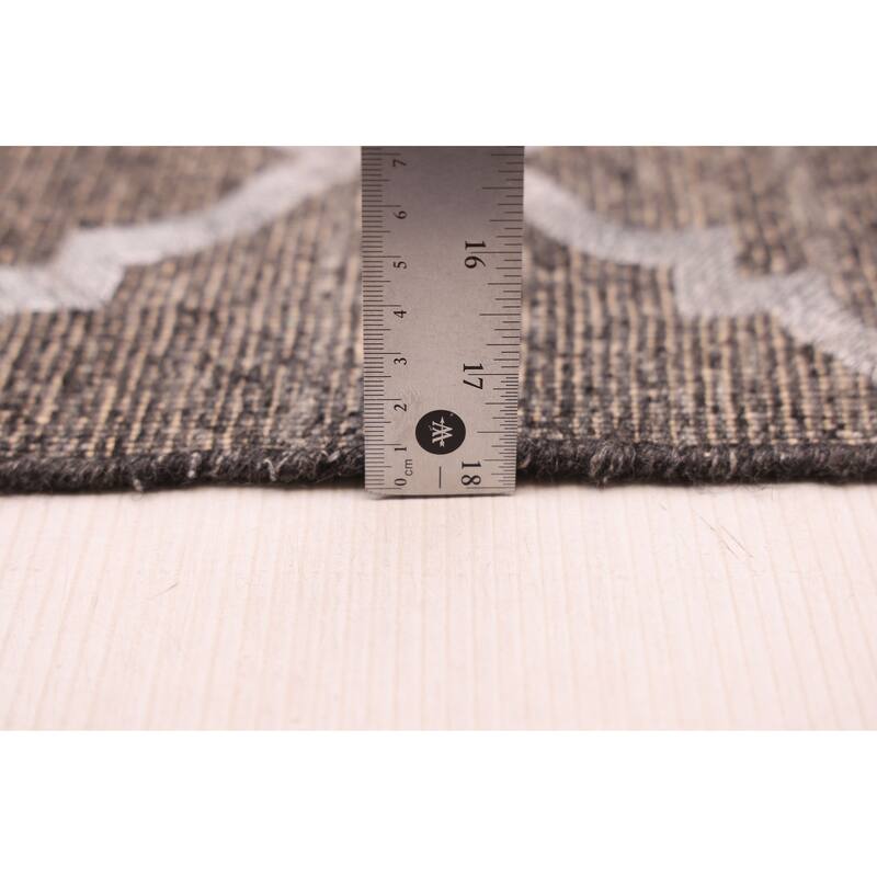 ECARPETGALLERY Flat-Weave Marrakech Dark Grey Wool Kilim - 5'0 x 7'9