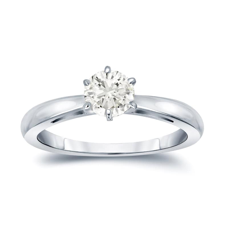 Auriya 14k Gold 1/4ctw Round Solitaire Diamond Engagement Ring (J-K, I1-I2) - White - 4