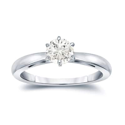 Auriya 14k Gold 1/4ctw Round Solitaire Diamond Engagement Ring (J-K, I1-I2)
