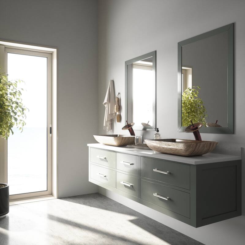 VIGO Donatello 23"L x 15"W x 5"H Glass Rectangular Vessel Bathroom Sink