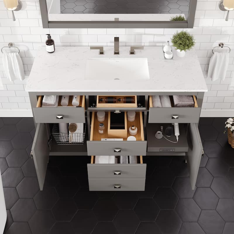 Eviva Artemis Bathroom Vanity with White Engineered Stone Countertop and Undermount Porcelain Sink