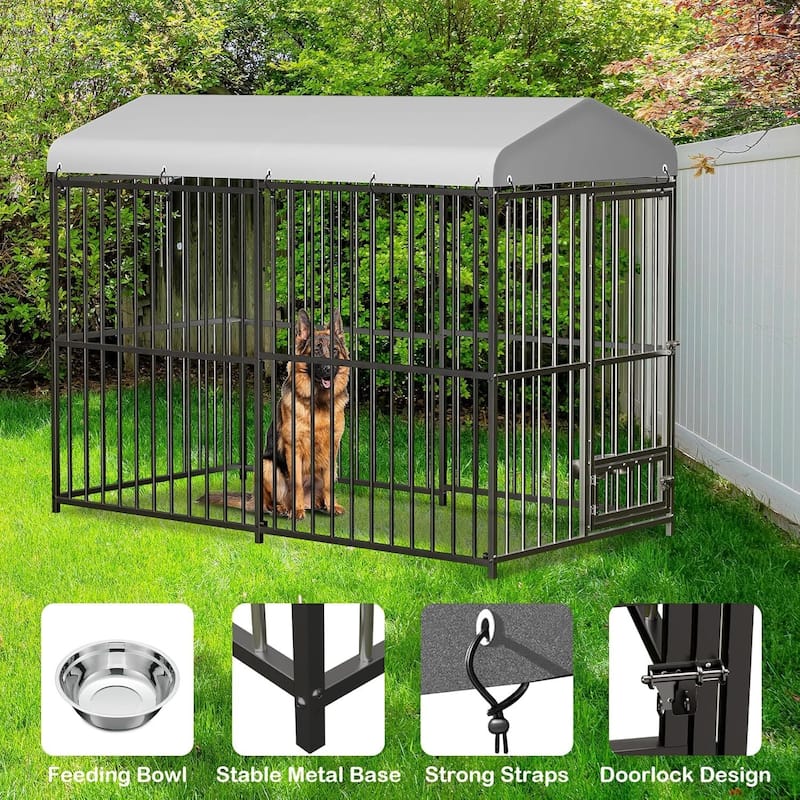Outdoor Dog Kennel with Safety Locks, UV & Water Resistant Proof Cover for All Dog