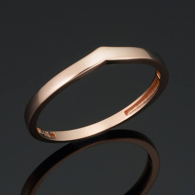 Fremada 14k Yellow White or Rose Gold 3.25 millimeter Chevron Midi Stackable Minimalist Ring