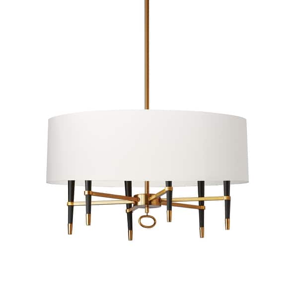 slide 2 of 7, 6LT Incandescent Chandelier, VB w/ Wht Shade