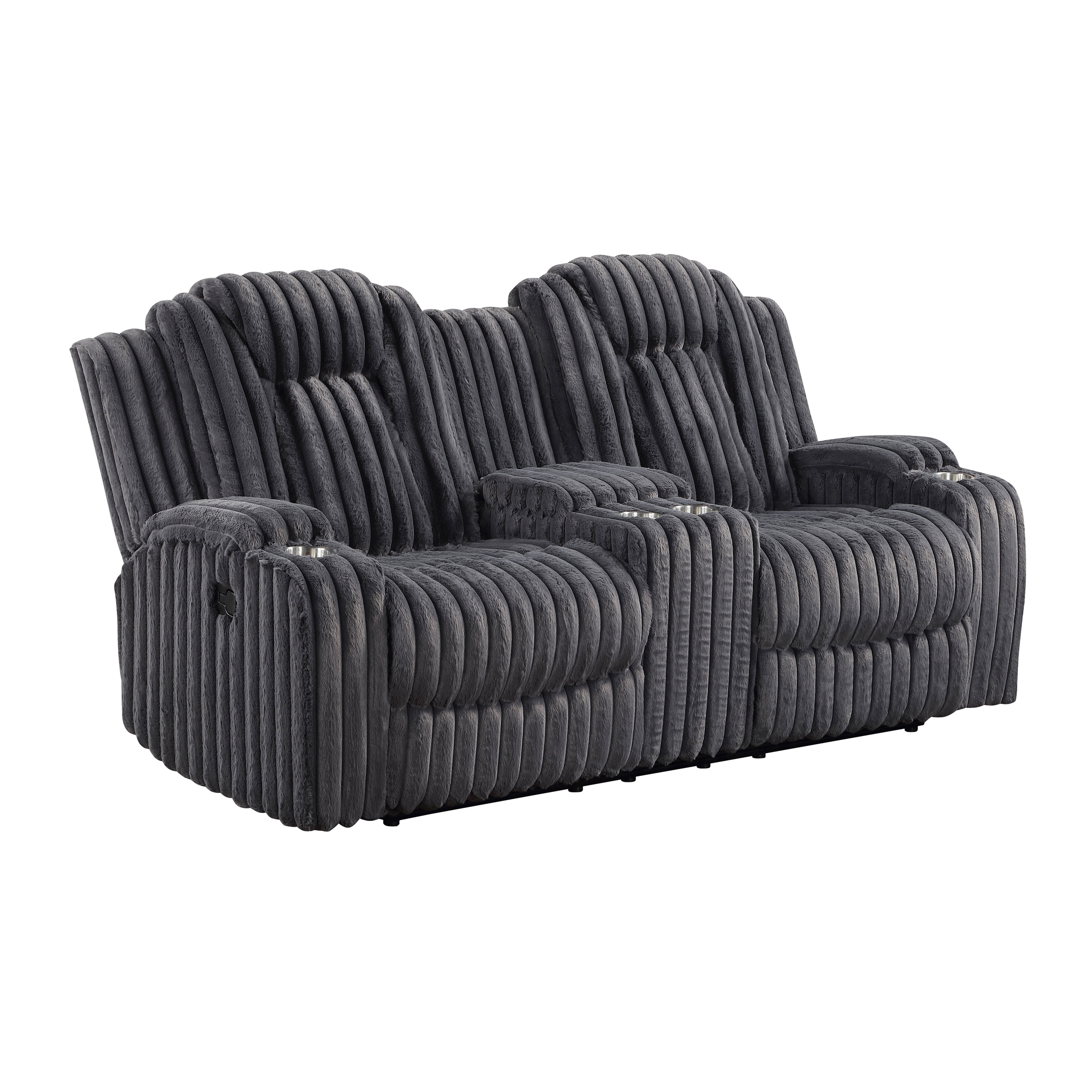 Brynda 74.5" Corduroy Manual Reclining Loveseat, Console & Cup Holders