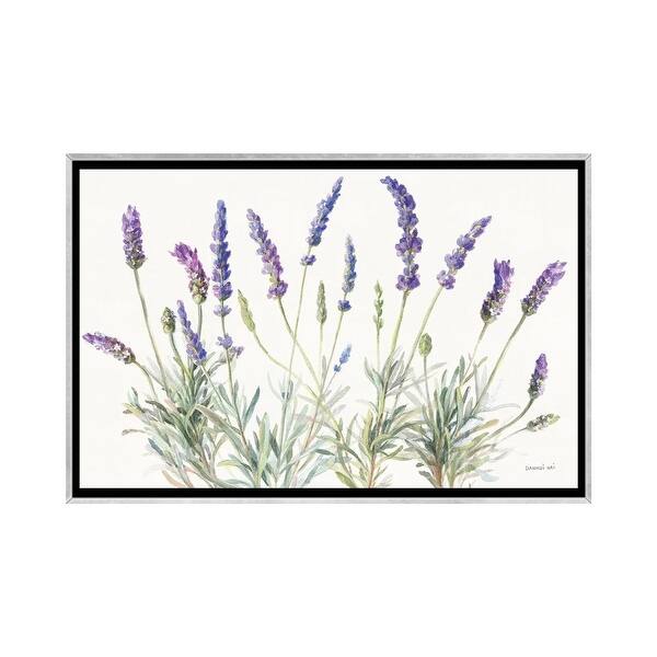 slide 2 of 15, iCanvas "Floursack Lavender V on Linen" by Danhui Nai Framed Silver - 26x40
